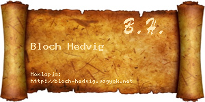 Bloch Hedvig névjegykártya
